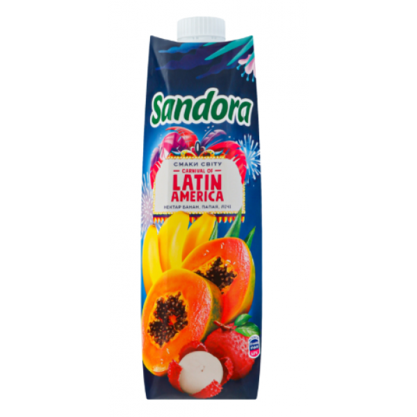 Sandora Нектар Latin America Банан-папая-лічі неосвітл 950мл Sandora Нектар Latin America Банан-папая-лічі неосвітл 950мл